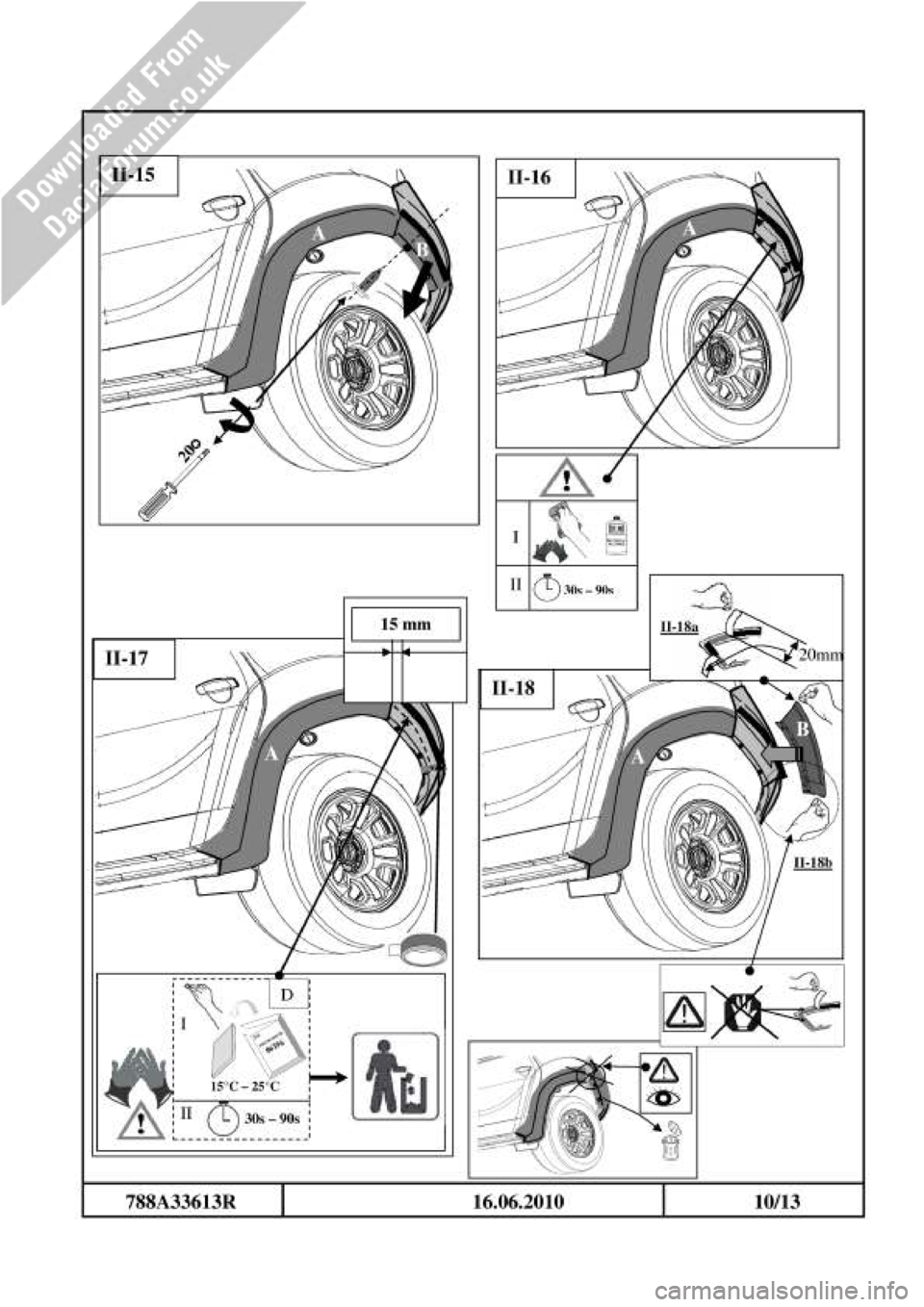 DACIA DUSTER 2010 1.G Wheelarch Mouldings Fitting Guide Owners Guide 