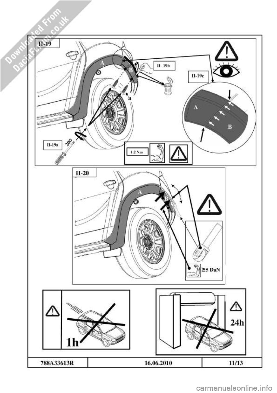 DACIA DUSTER 2010 1.G Wheelarch Mouldings Fitting Guide Owners Guide 