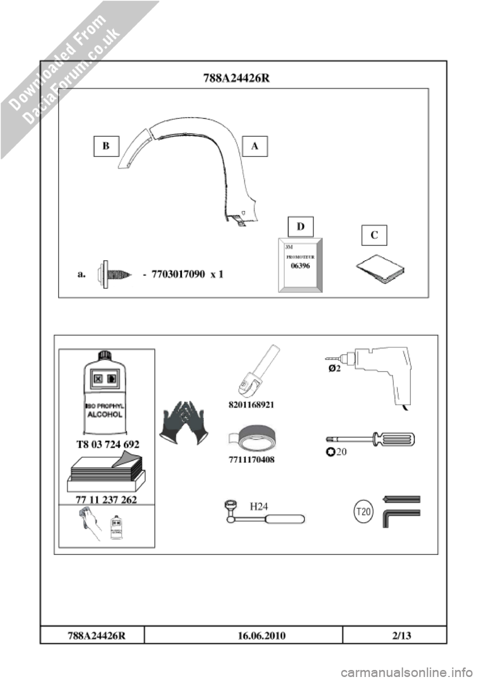 DACIA DUSTER 2010 1.G Wheelarch Mouldings Fitting Guide Owners Guide 