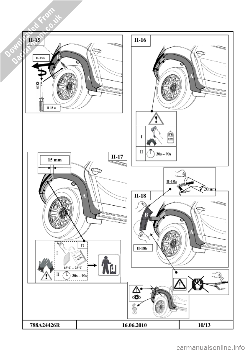 DACIA DUSTER 2010 1.G Wheelarch Mouldings Fitting Guide Service Manual DACIA DUSTER 2010 1.G Wheelarch Mouldings Fitting Guide Service Manual