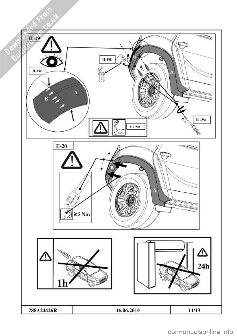 DACIA DUSTER 2010 1.G Wheelarch Mouldings Fitting Guide Service Manual DACIA DUSTER 2010 1.G Wheelarch Mouldings Fitting Guide Service Manual