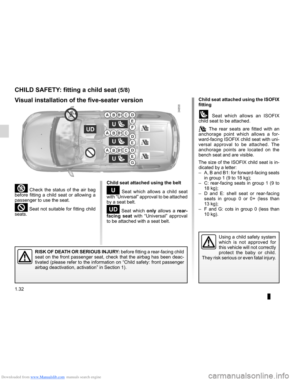 DACIA LODGY 2012 1.G Owners Guide Downloaded from www.Manualslib.com manuals search engine 1.32
ENG_UD24411_1
Sécurité enfants : installation du siège enfant (X92 - Renault\
)
ENG_NU_975-3_X92_Dacia_1
Jaune NoirNoir texte
CHILD SAF