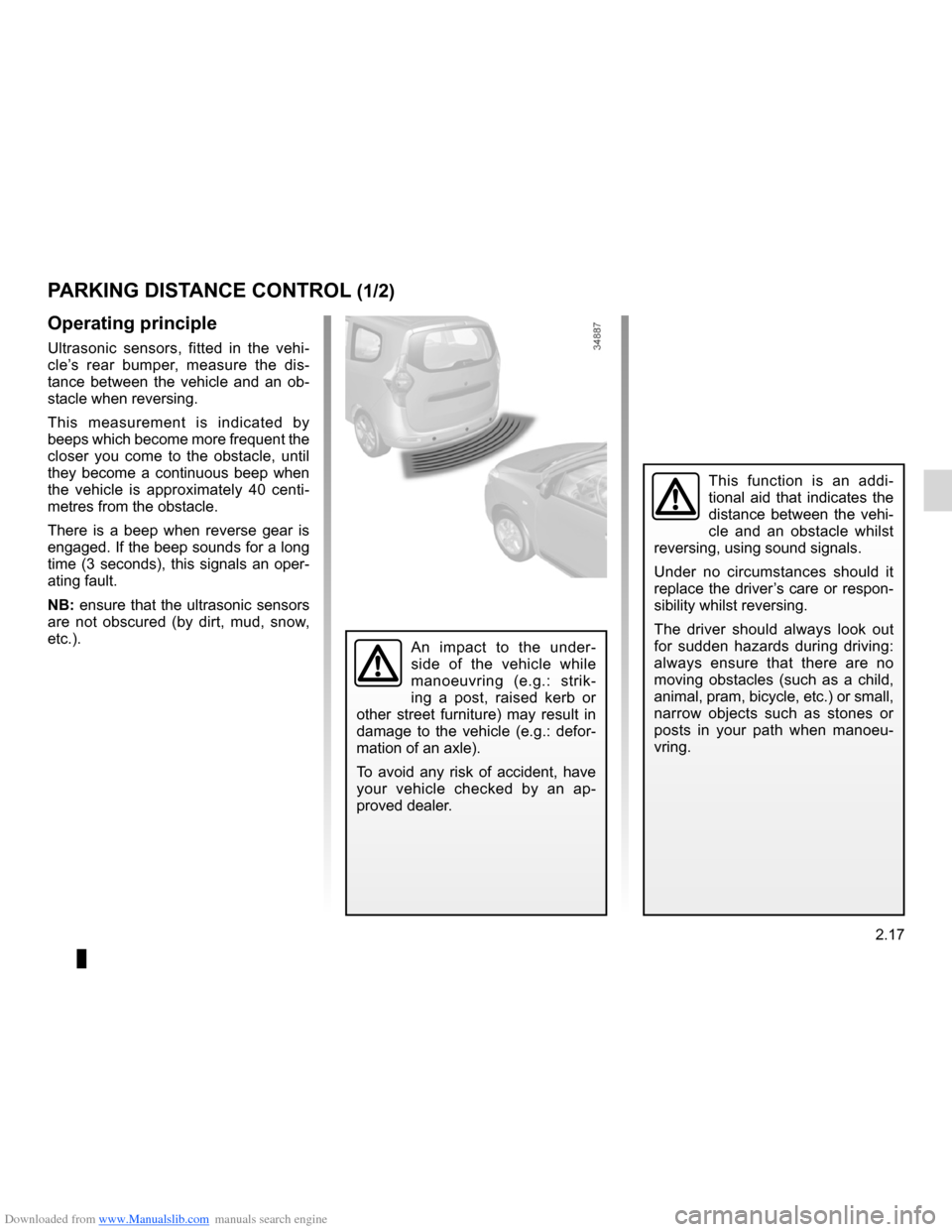 DACIA LODGY 2012 1.G Owners Manual Downloaded from www.Manualslib.com manuals search engine parking distance control........................(up to the end of the DU)
driving  ................................................... (up to t