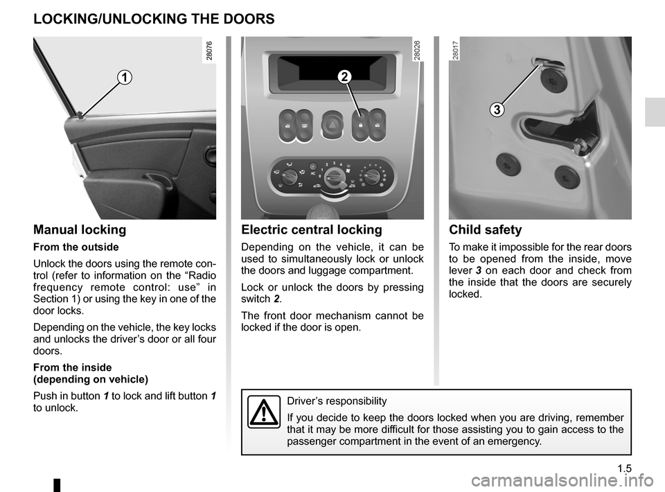 DACIA SANDERO 2012 1.G Owners Manual children ................................................. (up to the end of the DU)
doors ..................................................... (up to the end of the DU)
electric door locking  ......