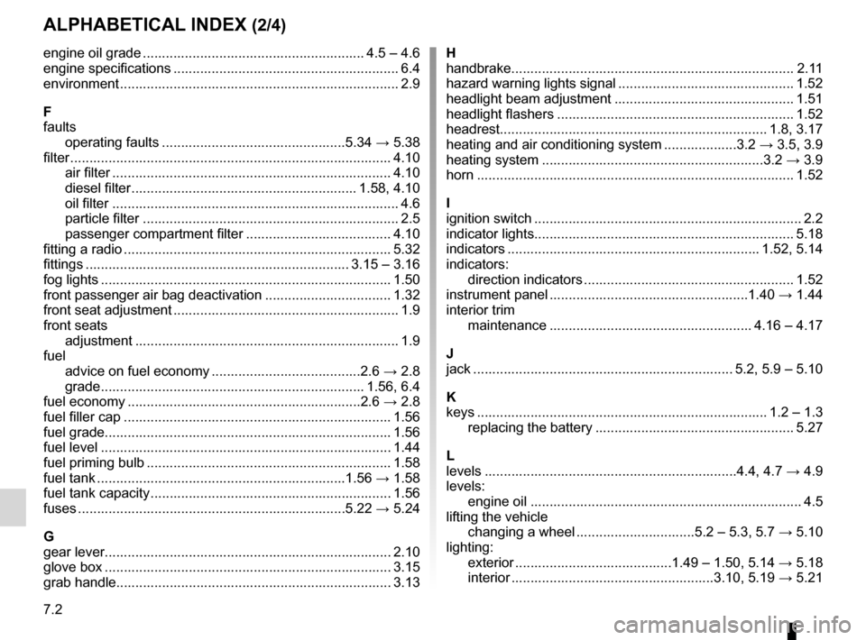 DACIA SANDERO 2012 1.G Repair Manual 7.2
FRA_UD25177_11
Index (B90 - Dacia)
ENG_NU_817-9_B90_Dacia_7
Jaune NoirNoir texte
AlphAbeticAl index (2/4)
engine oil grade  .......................................................... 4.5 – 4.6
e