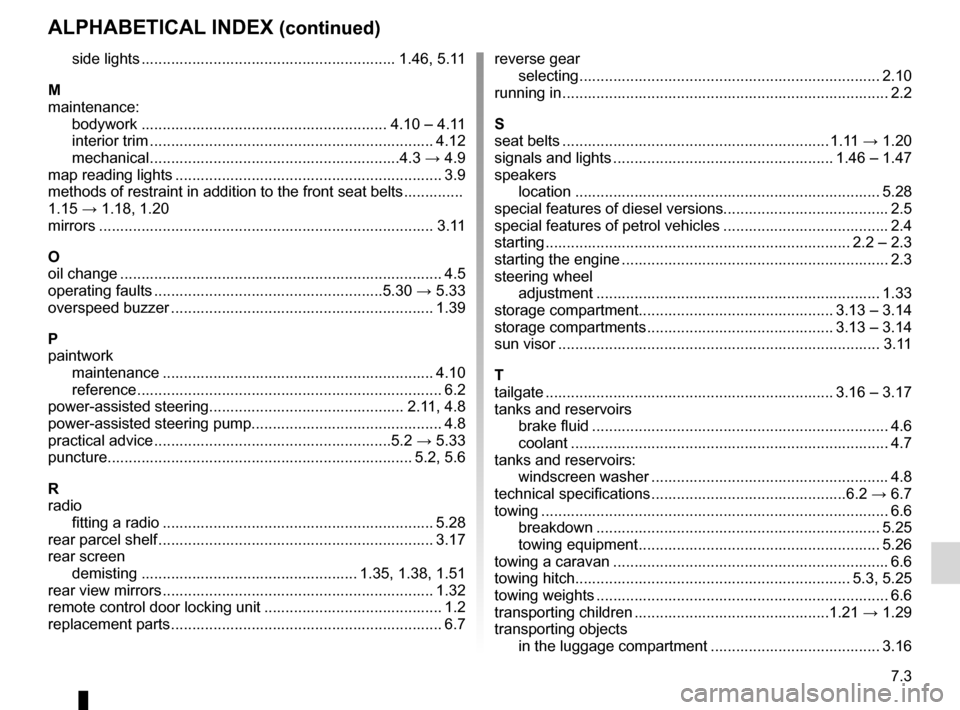 DACIA SANDERO 2013 2.G Owners Manual 
JauneNoirNoir texte

7.3
FRA_UD8707_2Index (B90 - Dacia)ENG_NU_817-2_NU_Dacia_7

reverse gearselecting .......................................................................2.10running in  .........