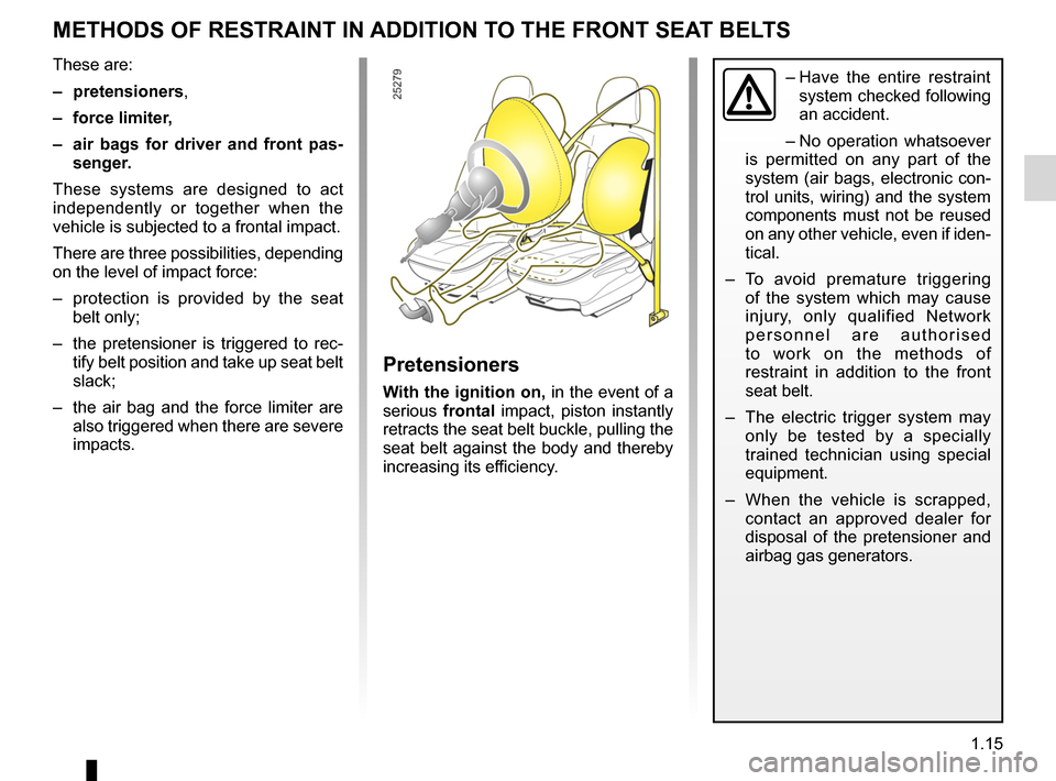 DACIA SANDERO 2013 2.G User Guide 
air bag...................................................(up to the end of the DU)seat belts ..............................................(up to the end of the DU)methods of restraint in addition t