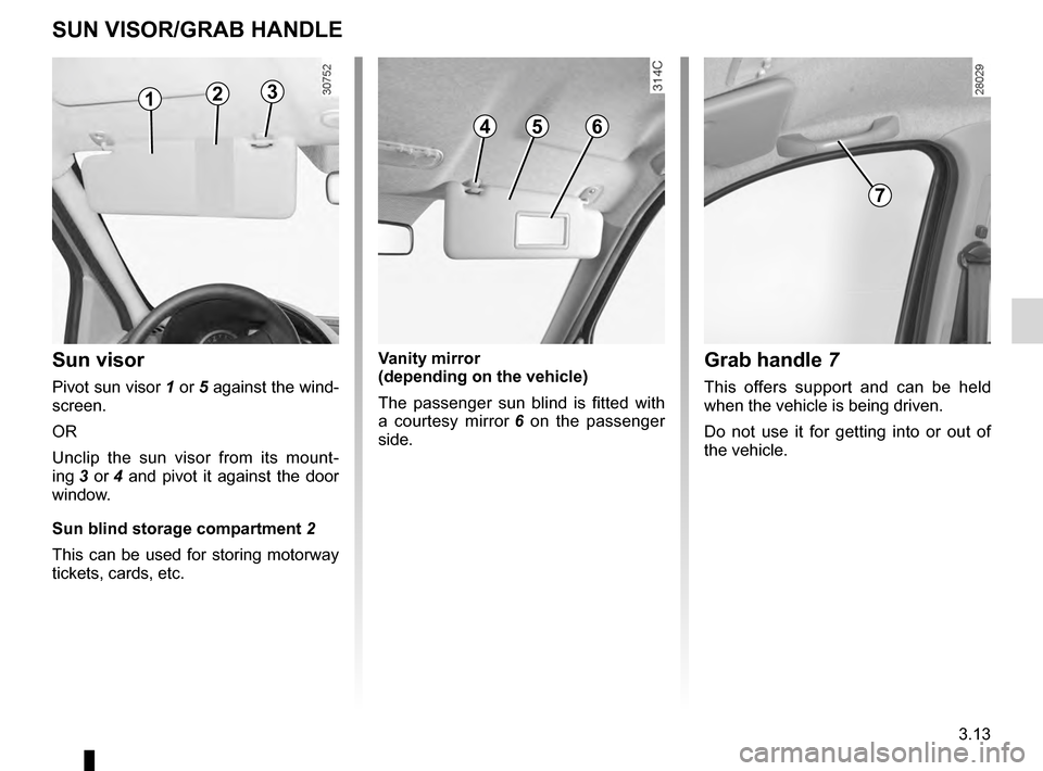 DACIA SANDERO STEPWAY 2016 2.G Owners Manual mirrors .................................................. (up to the end of the DU)
sun visor  ............................................... (up to the end of the DU)
grab handle...................