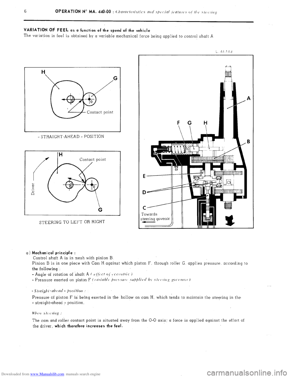 Citroen CX 1982 1.G Workshop Manual Downloaded from www.Manualslib.com manuals search engine 6
OPERATION No MA. 440-00 : (.hnrcrc-tcrislics nrtd .s/)oc-in/ /c~n/trr(~s o/ I/I(~ .s/(,(zri,~g
VARIATION OF FEEL as a function of the speed Citroen CX 1982 1.G Workshop Manual Downloaded from www.Manualslib.com manuals search engine 6
OPERATION No MA. 440-00 : (.hnrcrc-tcrislics nrtd .s/)oc-in/ /c~n/trr(~s o/ I/I(~ .s/(,(zri,~g
VARIATION OF FEEL as a function of the speed