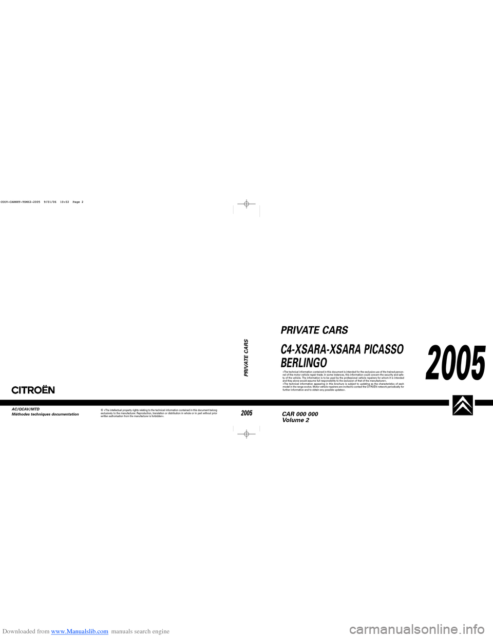 Citroen Berlingo 2005 1.G Workshop Manual (462 Pages)