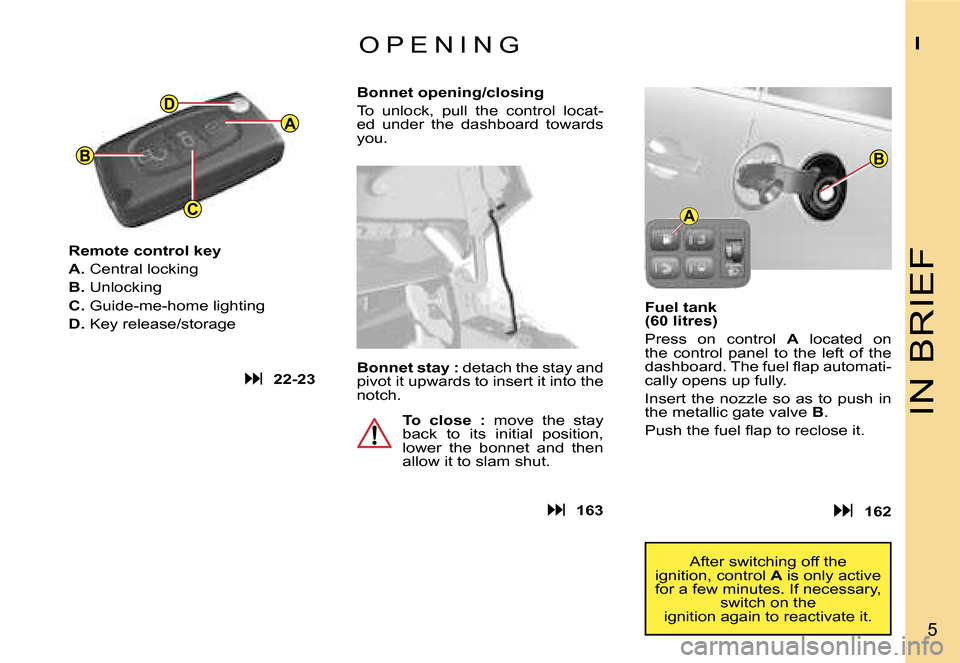 Citroen C4 PICASSO DAG 2007.5 1.G Owners Manual �A
�B
�C
�D
�B
�A
�I�N� �B�R�I�E�F
�I
�5
�O �P �E �N �I �N �G� 
�R�e�m�o�t�e� �c�o�n�t�r�o�l� �k�e�y�  
�A�.� �C�e�n�t�r�a�l� �l�o�c�k�i�n�g� 
�B�. � �U�n�l�o�c�k�i�n�g
�C�. � �G�u�i�d�e�-�m�e�-�h�o�m