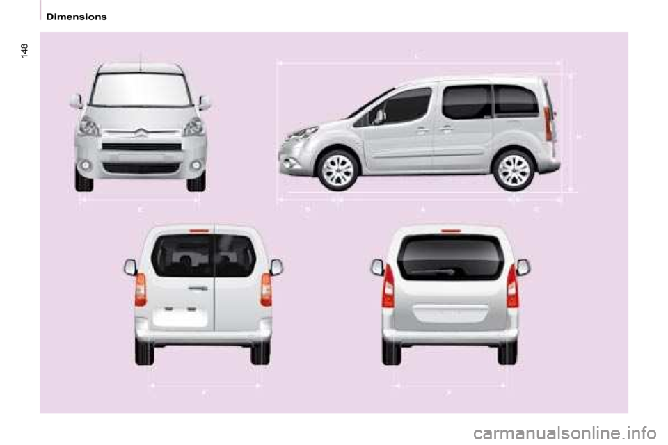 Citroen BERLINGO DAG 2008.5 2.G Owners Manual 148
   Dimensions     