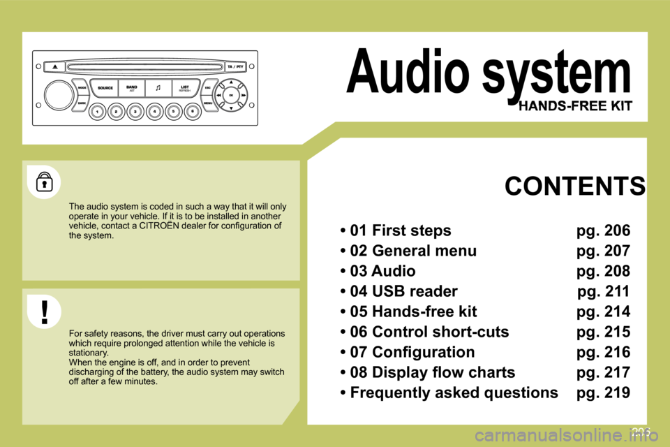 Citroen C4 PICASSO DAG 2008.5 1.G Owners Manual 205
      Audio system 
  CONTENTS
  