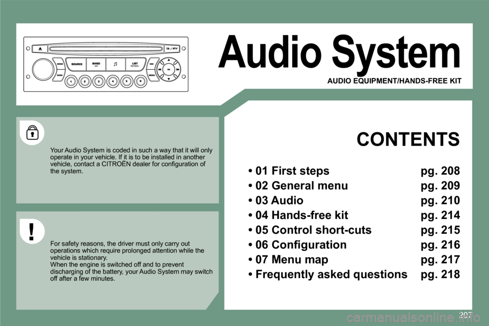 Citroen C5 2008.5 (RD/TD) / 2.G Owners Manual 207
     Audio System 
    CONTENTS  
  