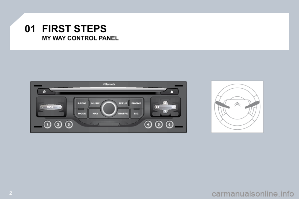 Citroen C5 2008.5 (RD/TD) / 2.G Owners Manual 2
�0�1�F�I�R�S�T� �S�T�E�P�S� 
  MY WAY CONTROL PANEL      