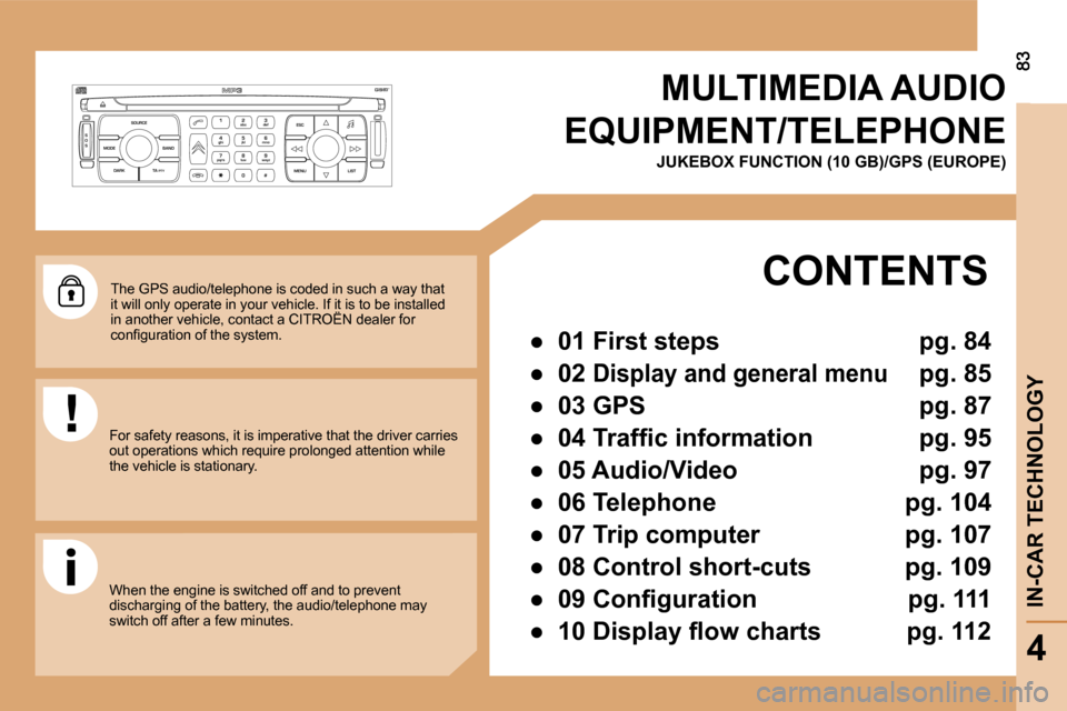 Citroen JUMPY MULTISPACE DAG 2008.5 2.G Owners Manual S
O S SOURCE
MODE BAND ESC
2
abc
5
jkl
8
tuv 3
def
6
mno
9
wxyz
1 4
ghi
7
pqrs
0 # MENU LIST
TA
PTY
DARK
8383
The GPS audio/telephone is coded in such a way tha t it will only operate in your vehicl Citroen JUMPY MULTISPACE DAG 2008.5 2.G Owners Manual S
O S SOURCE
MODE BAND ESC
2
abc
5
jkl
8
tuv 3
def
6
mno
9
wxyz
1 4
ghi
7
pqrs
0 # MENU LIST
TA
PTY
DARK
8383
The GPS audio/telephone is coded in such a way tha t it will only operate in your vehicl
