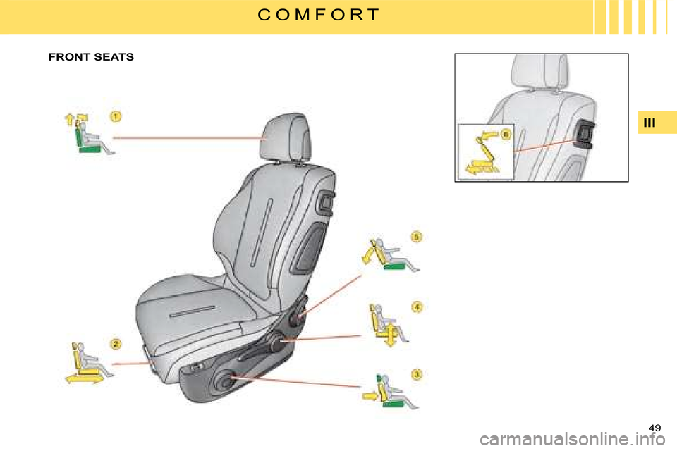 Citroen C4 DAG 2008 1.G Service Manual 49 
III
C O M F O R T
FRONT SEATS    