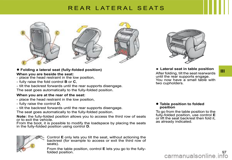 Citroen C8 DAG 2008 1.G Owners Manual 7 
III
R E A R   L A T E R A L   S E A T S
