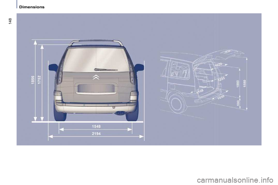 Citroen C8 DAG 2009.5 1.G Owners Manual 148
 Dimensions   