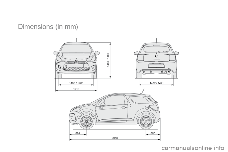 Citroen DS3 2009.5 1.G Owners Manual       Dimensions (in mm)   