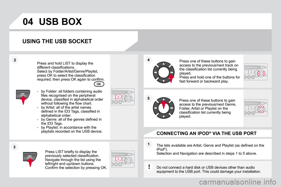 Citroen DS3 2009.5 1.G Service Manual �3�3
�0�4
�4�4
�1�1
�5�5
�2�2
� �U�S�B� �B�O�X� 
� � �U�S�I�N�G� �T�H�E� �U�S�B� �S�O�C�K�E�T� 
� � �P�r�e�s�s� �L�I�S�T� �b�r�i�e�ﬂ� �y� �t�o� �d�i�s�p�l�a�y� �t�h�e� �p�r�e�v�i�o�u�s�l�y� �s�e�l�e