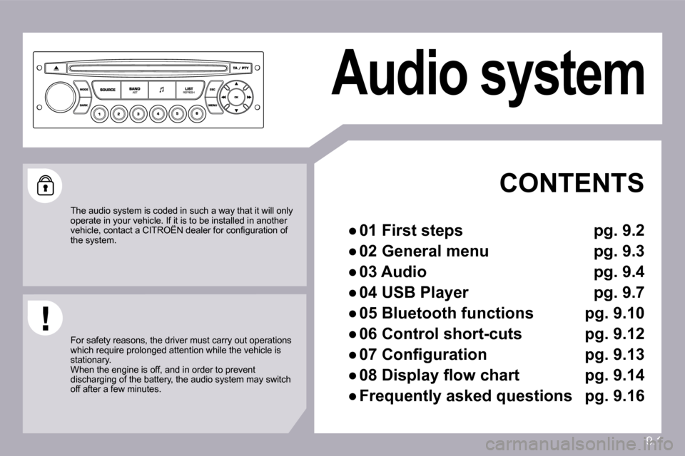 Citroen BERLINGO 2009 2.G Owners Manual 9.1
 Audio system   
  CONTENTS 
� � � 