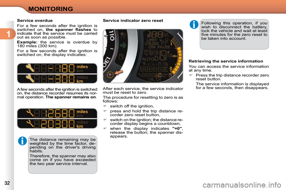 Citroen C3 2010.5 2.G Owners Manual 1
MONITORING
  Service overdue  
 For  a  few  seconds  after  the  ignition  is  
switched  on,    �t�h�e�  �s�p�a�n�n�e�r�  �ﬂ� �a�s�h�e�s�   to 
indicate  that  the  service  must  be  carried 
o