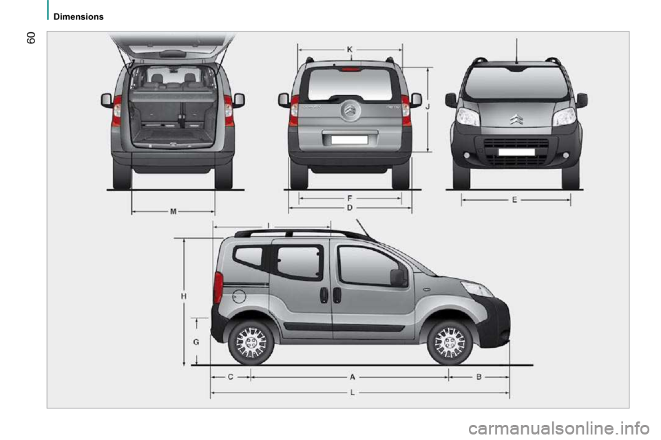 Citroen NEMO DAG 2010.5 1.G Owners Manual 60
   Dimensions     