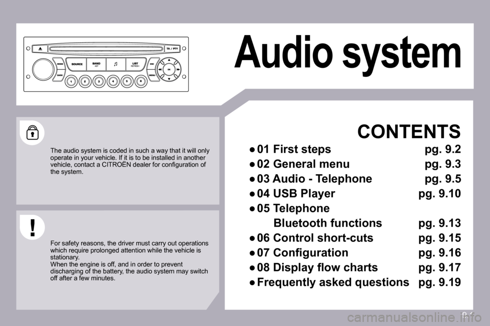 Citroen BERLINGO DAG 2010 2.G Owners Manual 9.19.1
 Audio system   
  CONTENTS 
� � � 