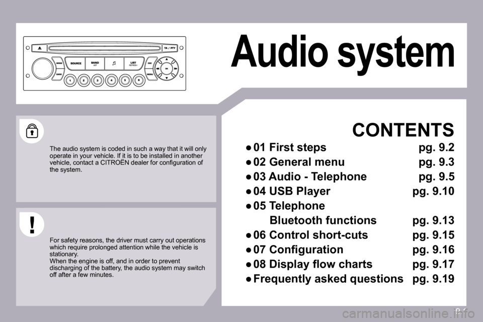 Citroen BERLINGO MULTISPACE 2010 2.G Owners Manual 9.19.1
 Audio system   
  CONTENTS 
� � � 