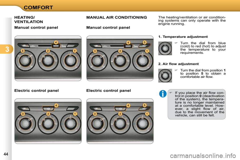 Citroen C3 2010 2.G Owners Manual 3
COMFORT
 HEATING/
VENTILATION 
 MANUAL AIR CONDITIONING                  
�T�h�e� �h�e�a�t�i�n�g�/�v�e�n�t�i�l�a�t�i�o�n� �o�r� �a�i�r� �c�o�n�d�i�t�i�o�n�- 
�i�n�g�  �s�y�s�t�e�m�s�  �c�a�n�  �o�n�