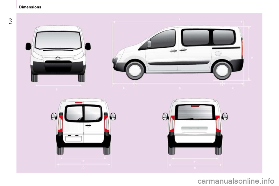 Citroen JUMPY MULTISPACE 2010 2.G Owners Manual 136
Dimensions Citroen JUMPY MULTISPACE 2010 2.G Owners Manual 136
Dimensions