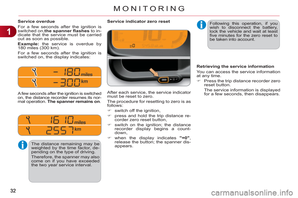 Citroen C3 PICASSO RHD 2011.5 1.G Owners Manual 1
MONITORING
Following this operation, if you
wish to disconnect the battery,
lock the vehicle and wait at least
fi ve minutes for the zero reset to
be taken into account.
Ser Citroen C3 PICASSO RHD 2011.5 1.G Owners Manual 1
MONITORING
Following this operation, if you
wish to disconnect the battery,
lock the vehicle and wait at least
fi ve minutes for the zero reset to
be taken into account.
Ser
