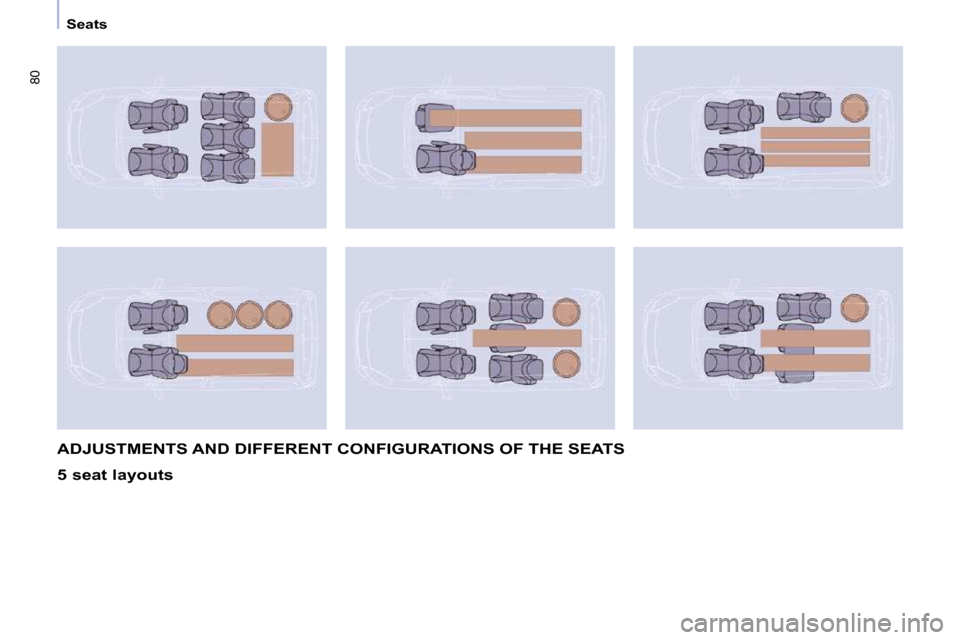 Citroen BERLINGO DAG 2011 2.G Manual PDF 80
      Seats      
 ADJUSTMENTS AND DIFFERENT CONFIGURATIONS OF THE SEATS 
  5 seat layouts         