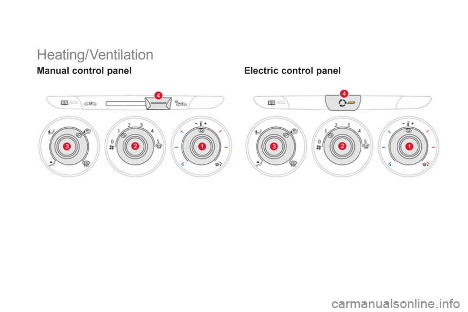 Citroen DS3 2012.5 1.G Owners Manual   Heating/ Ventilation 
Manual control panel  Electric control panel 