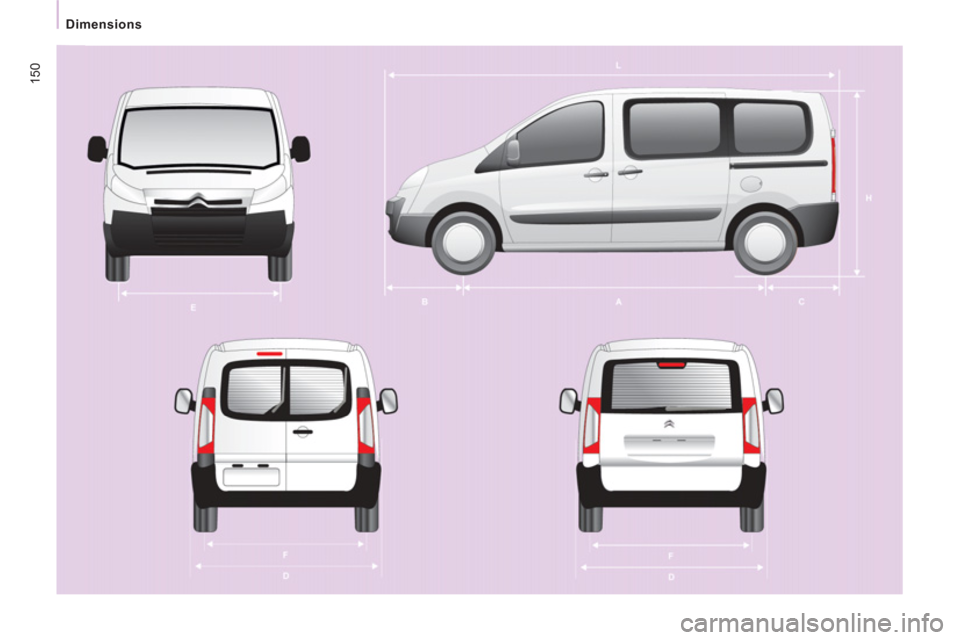 Citroen JUMPY MULTISPACE 2012 2.G Owners Manual 150
Dimensions 