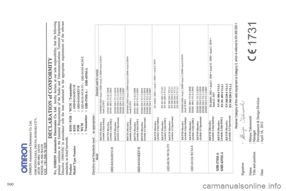 Citroen C4 AIRCROSS RHD 2013.5 1.G Owners Manual 360 