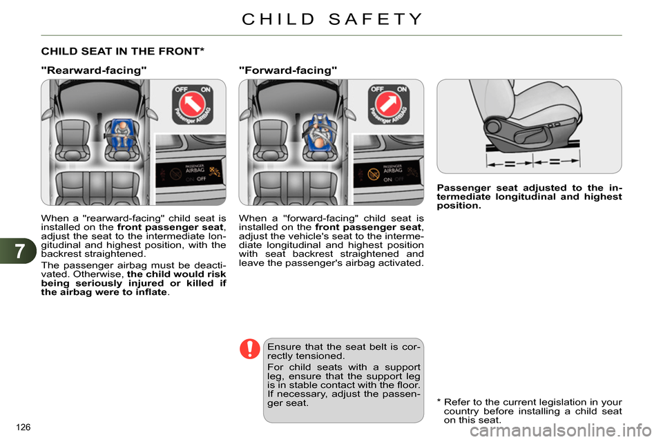 Citroen C4 DAG 2013.5 2.G Owners Manual 7
CHILD SAFETY
126
Passenger seat adjusted to the in-
termediate longitudinal and highest
position.
CHILD SEAT IN THE FRONT *
"Rearward-f Citroen C4 DAG 2013.5 2.G Owners Manual 7
CHILD SAFETY
126
Passenger seat adjusted to the in-
termediate longitudinal and highest
position.
CHILD SEAT IN THE FRONT *
"Rearward-f