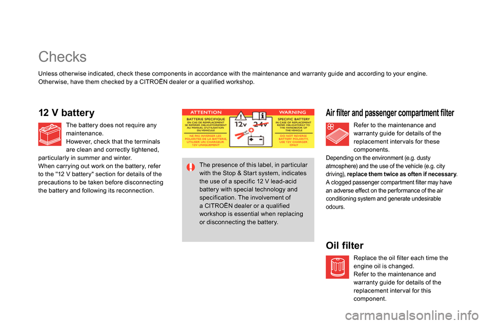 Citroen DS4 RHD 2013.5 1.G Owners Manual    
 
 
 
 
 
Checks  
 
 
 
 
 
 
 
 
 
 
 
 
 
 
 
 
 
 
 
 
Air filter and passenger compartment filter 
 
 
 
 
 
 
 
 
 
 
 
 
 
 
Oil filter 
 
 
Unless other wise indicated, check these compone