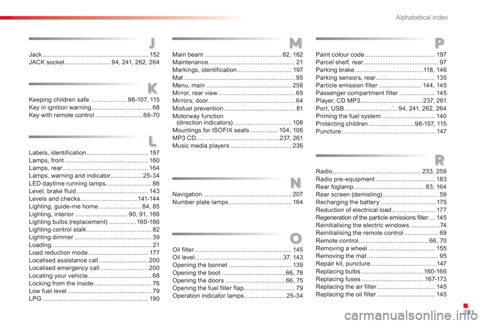 Citroen C3 RHD 2013 2.G Owners Manual .
Alphabetical index
281
Labels, identification .................................... 197Lamps, front.................................................160Lamps, rear..................................... Citroen C3 RHD 2013 2.G Owners Manual .
Alphabetical index
281
Labels, identification .................................... 197Lamps, front.................................................160Lamps, rear.....................................