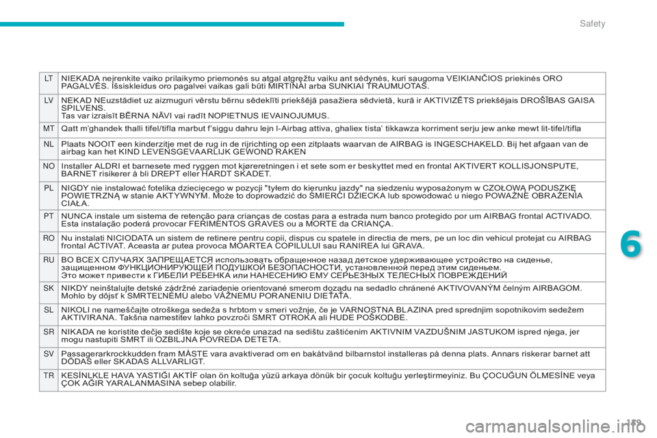 CITROEN C4 AIRCROSS 2021 Handbook (in English) 159
LTNIEK ADA neįrenkite vaiko prilaikymo priemonės su atgal atgręžtu vaiku ant sėdynės, kuri saugoma VEIKIANČIOS priekinės ORO
PAGALVĖS. Išsiskleidus oro pagalvei vaikas gali būti MIRTIN CITROEN C4 AIRCROSS 2021 Handbook (in English) 159
LTNIEK ADA neįrenkite vaiko prilaikymo priemonės su atgal atgręžtu vaiku ant sėdynės, kuri saugoma VEIKIANČIOS priekinės ORO
PAGALVĖS. Išsiskleidus oro pagalvei vaikas gali būti MIRTIN