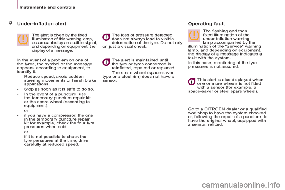 CITROEN BERLINGO ELECTRIC 2017  Handbook (in English) 42
BERLInGO-2-VU_En_CHAP03_PRET-A-PARTIR_ED01-2015BERLInGO-2-VU_En_CHAP03_PRET-A-PARTIR_ED01-2015
The alert is maintained until 
the tyre or tyres concerned is 
reinflated, repaired or replaced.
The s