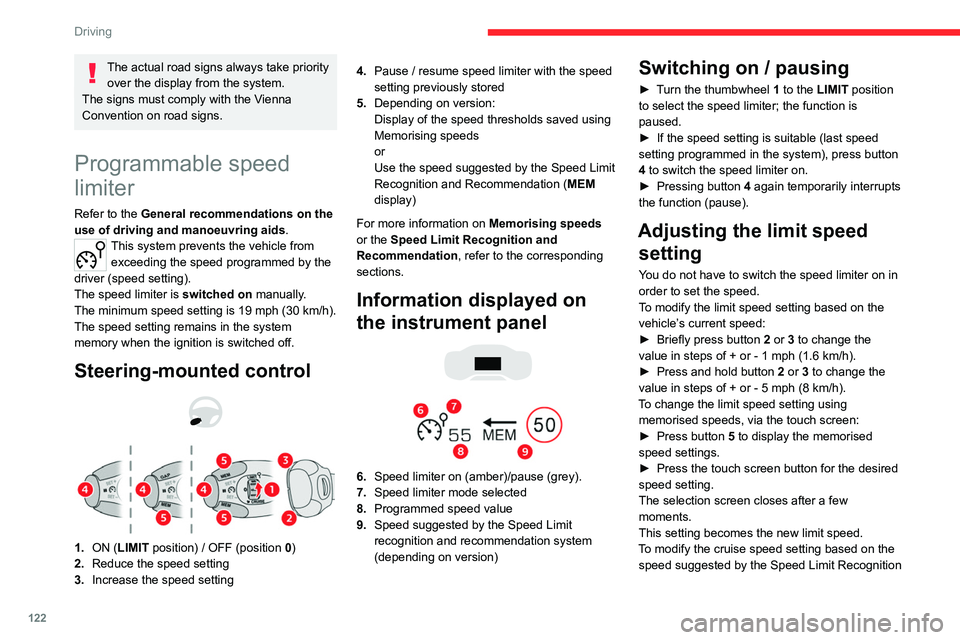 CITROEN C5 AIRCROSS 2022 Handbook (in English) 122
Driving
and Recommendation, as shown on the
instrument panel:
► Press button 5 once; a message is displayed
to confirm the memorisation request.
► Press button 5 again to save the suggested CITROEN C5 AIRCROSS 2022 Handbook (in English) 122
Driving
and Recommendation, as shown on the
instrument panel:
► Press button 5 once; a message is displayed
to confirm the memorisation request.
► Press button 5 again to save the suggested