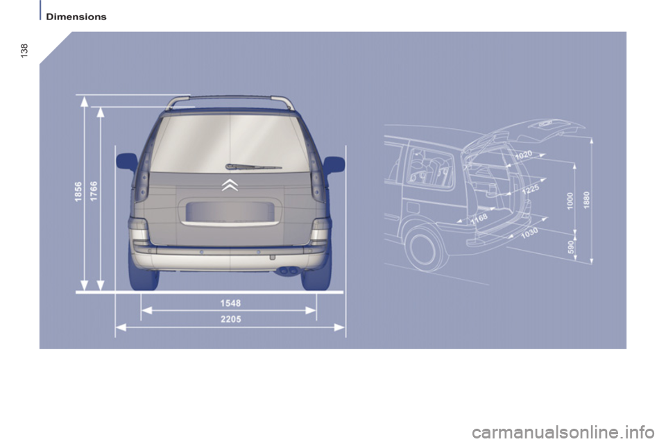Citroen C8 2013 1.G Owners Manual 138
  Dimensions  