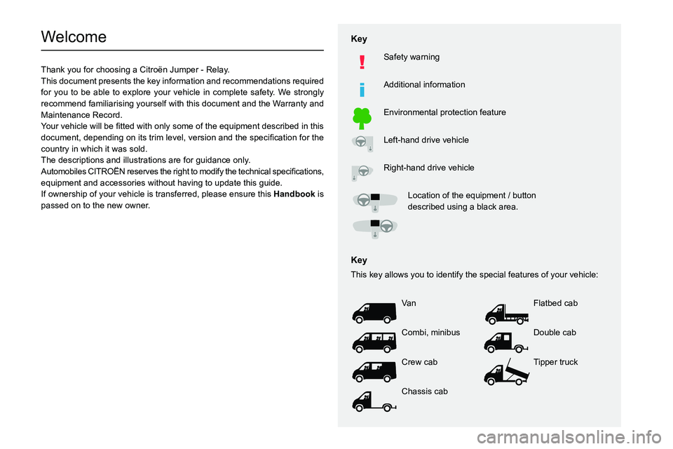 CITROEN RELAY 2020 Handbook (in English)
Welcome
Thank you for choosing a Citro CITROEN RELAY 2020 Handbook (in English)
Welcome
Thank you for choosing a Citro