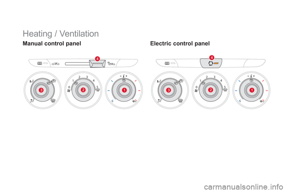 Citroen DS3 RHD 2013 1.G Owners Manual   Heating / Ventilation 
Manual control panel  Electric control panel 