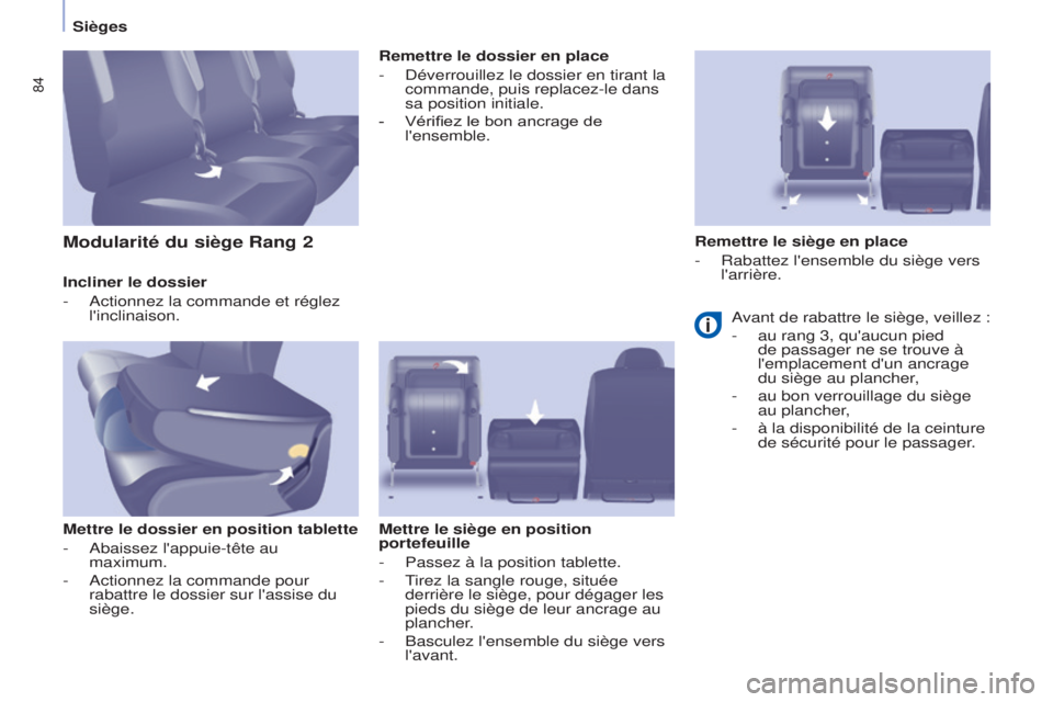 CITROEN BERLINGO MULTISPACE 2015 Notices Demploi (in French) 84
Incliner le dossier
- a ctionnez la commande et réglez
l'inclinaison.
Mettre le dossier en position tablette
-
a baissez l'appuie-tête au
maximum.
-
a ctionnez la commande pour
ra CITROEN BERLINGO MULTISPACE 2015 Notices Demploi (in French) 84
Incliner le dossier
- a ctionnez la commande et réglez
l'inclinaison.
Mettre le dossier en position tablette
-
a baissez l'appuie-tête au
maximum.
-
a ctionnez la commande pour
ra