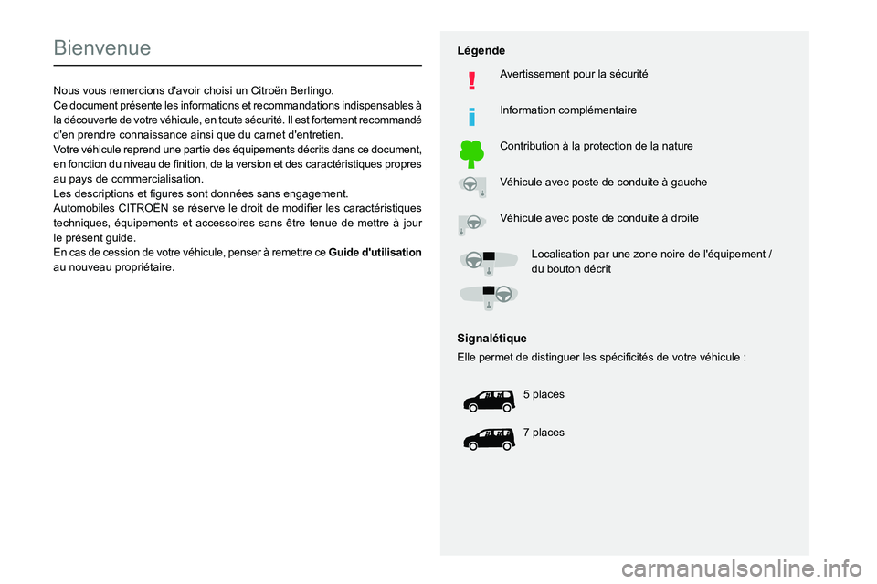 CITROEN BERLINGO VAN 2021 Notices Demploi (in French)
Bienvenue
Nous vous remercions d'avoir choisi un Citro CITROEN BERLINGO VAN 2021 Notices Demploi (in French)
Bienvenue
Nous vous remercions d'avoir choisi un Citro