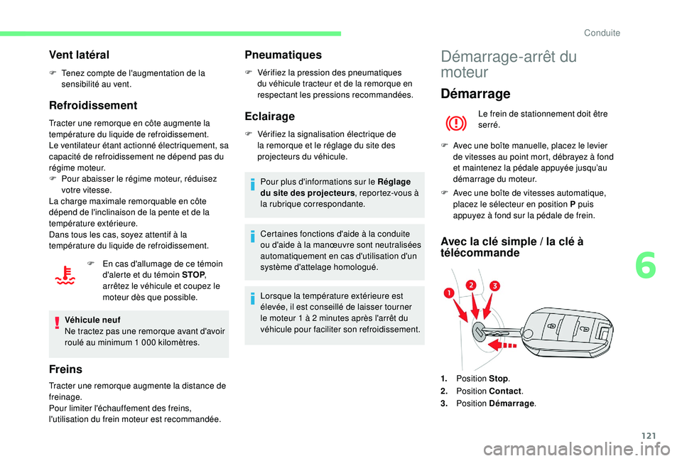 CITROEN BERLINGO VAN 2019 Notices Demploi (in French) 121
Vent latéral
F Tenez compte de l'augmentation de la sensibilité au vent.
Refroidissement
Tracter une remorque en côte augmente la
température du liquide de refroidissement.
Le ventilateur CITROEN BERLINGO VAN 2019 Notices Demploi (in French) 121
Vent latéral
F Tenez compte de l'augmentation de la sensibilité au vent.
Refroidissement
Tracter une remorque en côte augmente la
température du liquide de refroidissement.
Le ventilateur