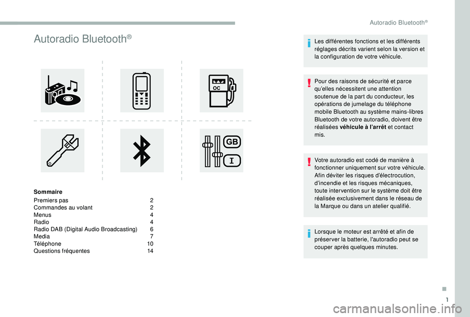 CITROEN BERLINGO VAN 2019 Notices Demploi (in French) 1
Autoradio Bluetooth®
Sommaire
Premiers pas
2
C
ommandes au volant
2
M
enus
4
R
adio
4
R
adio DAB (Digital Audio Broadcasting)
6
M
edia
7
T
éléphone
1
0
Questions fréqu CITROEN BERLINGO VAN 2019 Notices Demploi (in French) 1
Autoradio Bluetooth®
Sommaire
Premiers pas
2
C
ommandes au volant
2
M
enus
4
R
adio
4
R
adio DAB (Digital Audio Broadcasting)
6
M
edia
7
T
éléphone
1
0
Questions fréqu